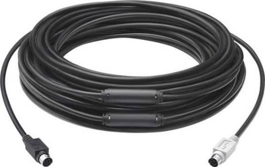 Logitech Group Extended Cable, 15M Cable Length, Mini-DIN-6 Connection Type, For Large Conference Rooms, Black - eBuy UAE